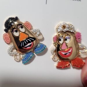 Mr. and Mrs. Potato Head Pin Set - Colorful Enamel & Crystal Accents